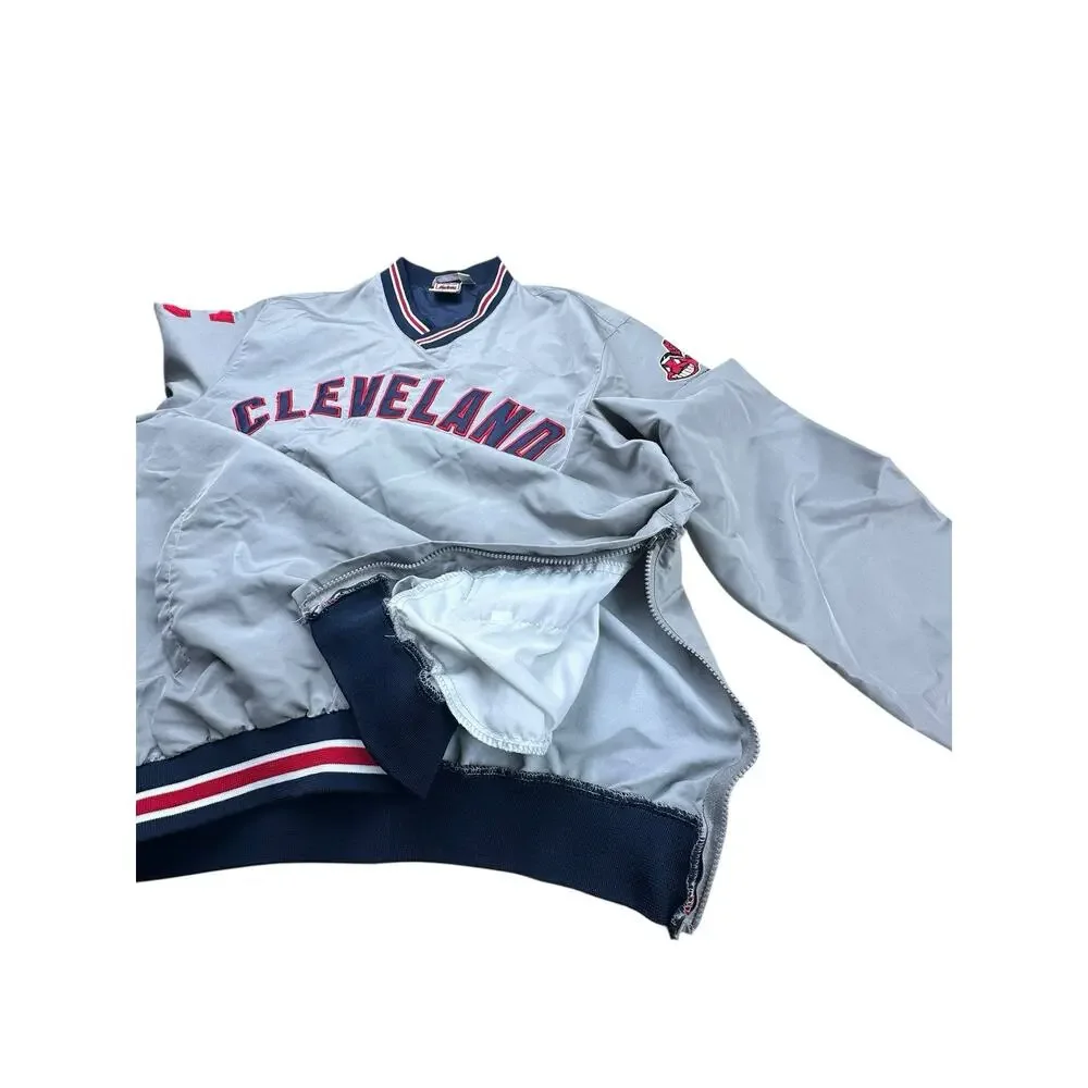 VTG Y2K Cleveland Indians Guardians Wahoo MLB Windbreaker Pullover SZ M Gray - Picture 8 of 12